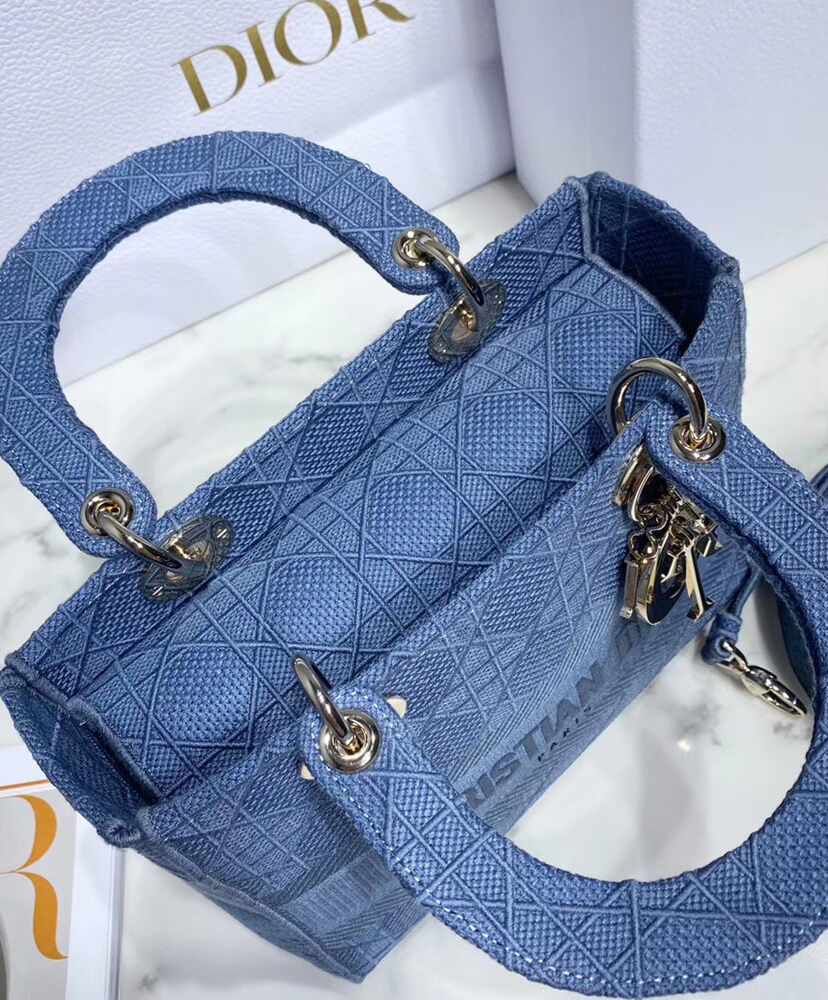 Christian Dior Medium Lady D Lite Canvas Bag Blue